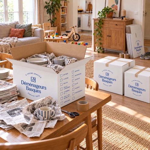 Avec la Formule Eco, vous préparez vos cartons et les Déménageurs Basques se chargent du reste